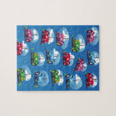 Tractorpatroon (blauwe achtergrond) legpuzzel (Horizontaal)