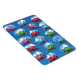 Tractorpatroon (blauwe achtergrond) magneet