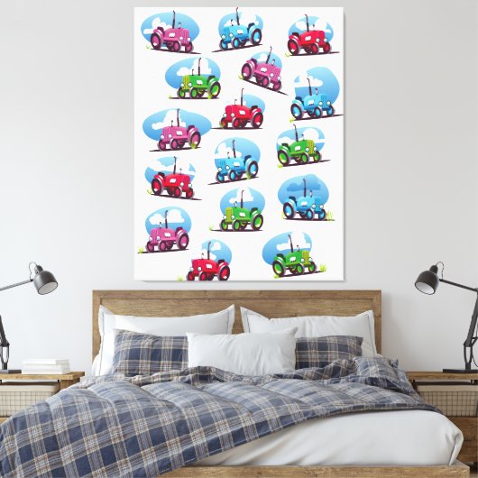 Tractorpatroon Canvas Afdruk (Insitu (Slaapkamer))