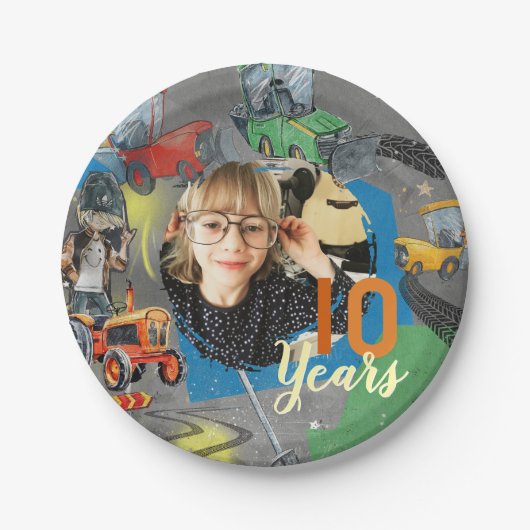 Tractors Birthday 10 Years Papieren Bordje (Voorkant)