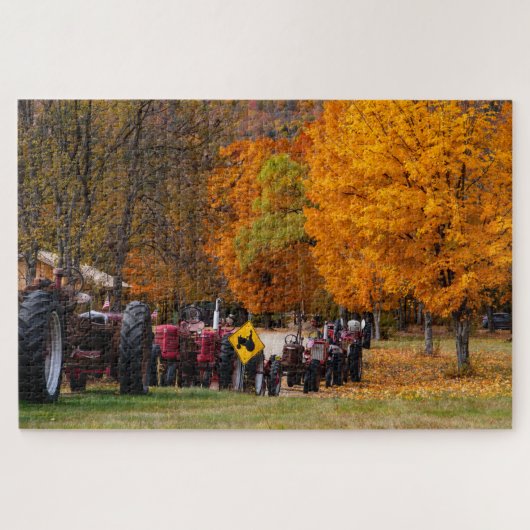 Tractors in herfstweergave legpuzzel (Horizontaal)