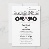 Tractors in LOVE Black en White Boerderij Wedding Kaart (Voorkant)