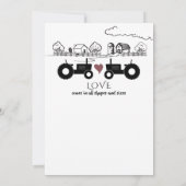 Tractors in LOVE Black en White Boerderij Wedding Kaart (Achterkant)