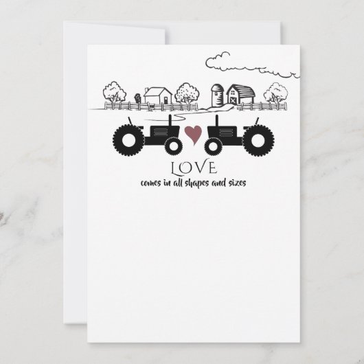 Tractors in LOVE Black en White Boerderij Wedding Kaart (Achterkant)