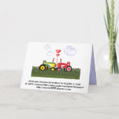 Tractors kussen onder harten bedankkaart (Achterkant)