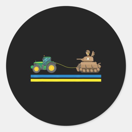 Tractors over Tanks Ukraine Ik sta voor Oekraïne Ronde Sticker (Voorkant)