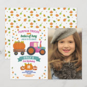 Tractors Pompoen Roze Verjaardagsfeestje Meisjes F Kaart (Voorkant / Achterkant)