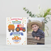 Tractors Pompoen Verjaardag Oogst Party Foto Kaart (Staand voorkant)