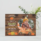 Tractors Pumpkins Verjaardag 1e Foto's Jongens One Kaart (Staand voorkant)