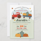 Tractors Pumpkins Verjaardag 1e One Herfst Invitat Kaart (Voorkant)
