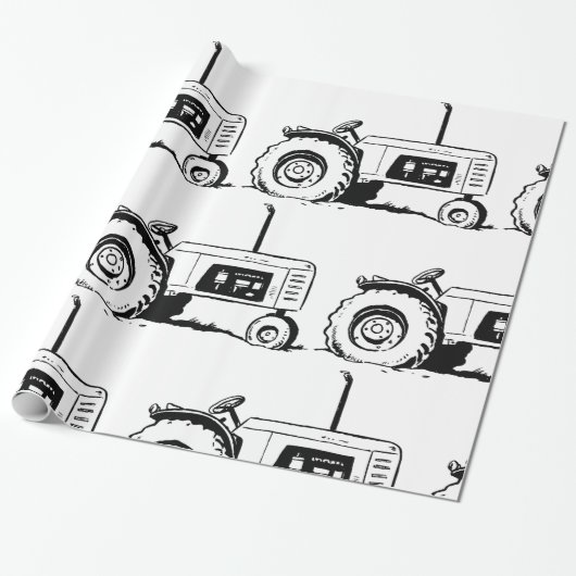 Tractorschets Cadeaupapier (Uitgerold)