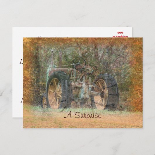 tractoruitnodiging voor elke gelegenheid uitnodiging briefkaart (Voorkant / Achterkant)