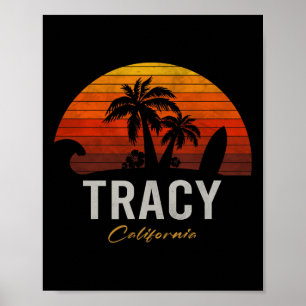 Tracy Californië Retro Surfer Vintage Strand Poster