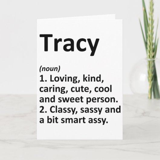Tracy Definitie Persoonlijke Naam Grappige Verjaar Kaart (Voorkant)