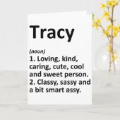 Tracy Definitie Persoonlijke Naam Grappige Verjaar Kaart (Gele Bloem)