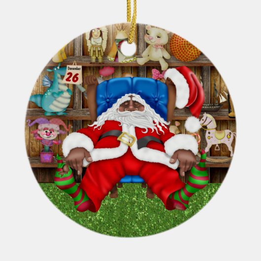 Tracy's verbonden kerstman keramisch ornament (Voorkant)