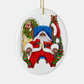 Tracy's verbonden kerstman keramisch ornament (Rechts)