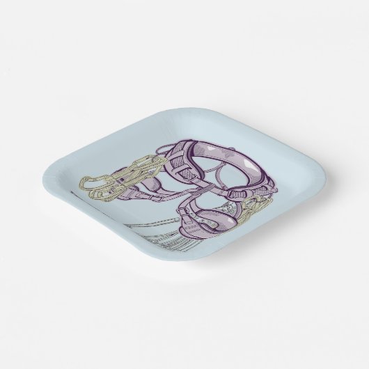 Trad klimharnas en uitrusting papieren bordje (Gebogen)