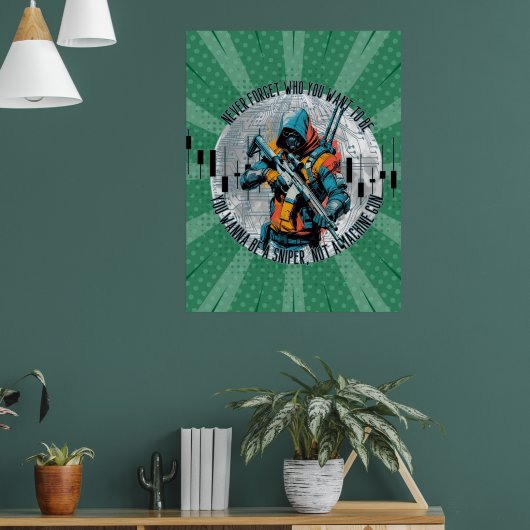 Trade Motivation | Cyberpunk Sniper | Fantasy  Poster (Woonkamer 1)