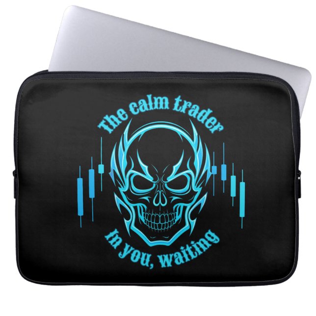 Trade Motivation | Skull | Calm Trader Laptop Sleeve (Voorkant)