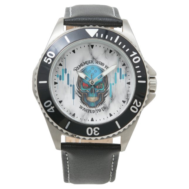 Trade Motivation | Skull N Marble | Remember  Horloge (Voorkant)