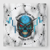 Trade Motivation | Skull N Marble | Remember Vierkante Klok (Voorkant)