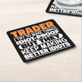 Trader Ik probeer dingen idiote grappige uitsprake Kartonnen Onderzetters (Schuin)