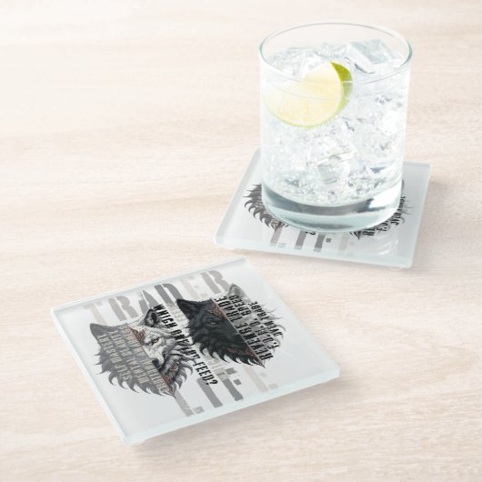 Trader life | Wolf | Both sides Glazen Onderzetter (Schuin)