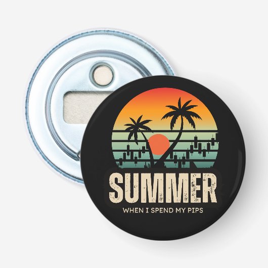 Trader ontwerp | Zomer | Grappig Button Flesopener (Voorkant)