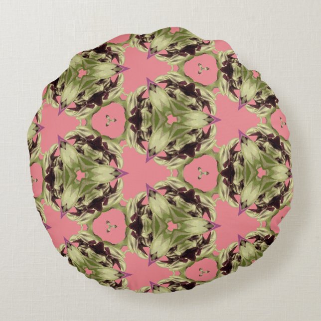 Tradescantia Kaleidoscope Rond Kussen (Achterkant)