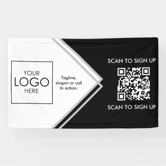 Tradeshow Display Signage QR-code Upload uw Logo Spandoek (Horizontaal)