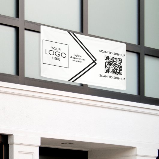 Tradeshow Display Signage QR-code Upload uw Logo Spandoek (Buitenkant Gebouw)