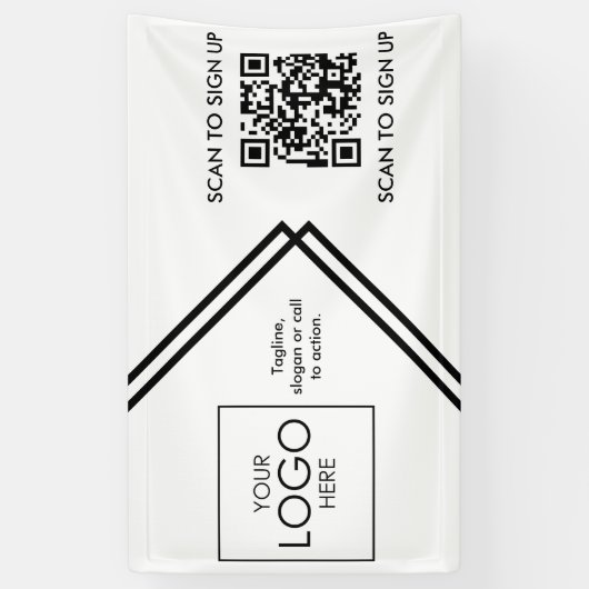 Tradeshow Display Signage QR-code Upload uw Logo Spandoek (Verticaal)
