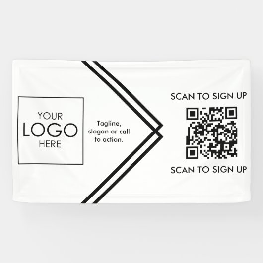 Tradeshow Display Signage QR-code Upload uw Logo Spandoek (Horizontaal)