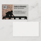 Tradesman die aan het werk is | Brick Wall | QR-co Visitekaartje (Voorkant / Achterkant)