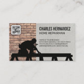 Tradesman die aan het werk is | Brick Wall | QR-co Visitekaartje (Voorkant)