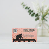 Tradesman die aan het werk is | Garnalen | Qr-code Visitekaartje (Staand voorkant)