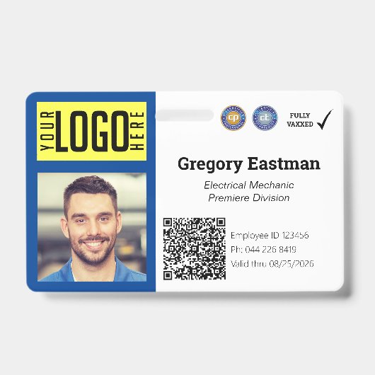 Tradesman Foto ID QR Code Blue Badge (Voorkant)