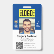 Tradesman Photo ID Vaccine QR Code Blue Badge