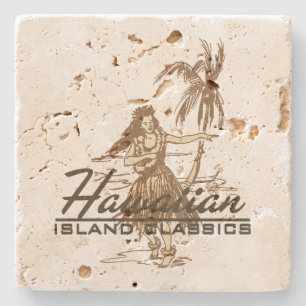 Tradewinds Hawaïaanse Hula Meisje Tiki Bar Onderze Stenen Onderzetter