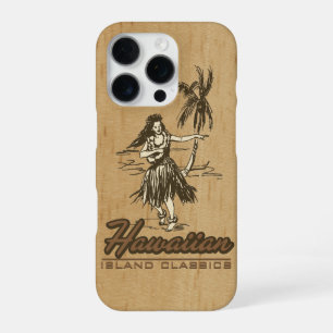 Tradewinds Hawaiian Island Hula Girl Nep Hout iPhone 16 Pro Hoesje