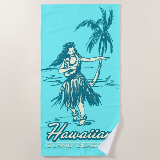 Tradewinds Hawaiian Island Hula Girl - Turq Strandlaken (Voorkant)