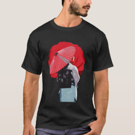 Tradicional Vermelho Gueixa Kimono Arte Gráfica T-shirt