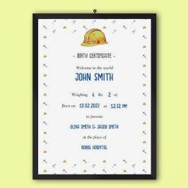 Tradie Baby Herinnerings Geboorteakte Poster