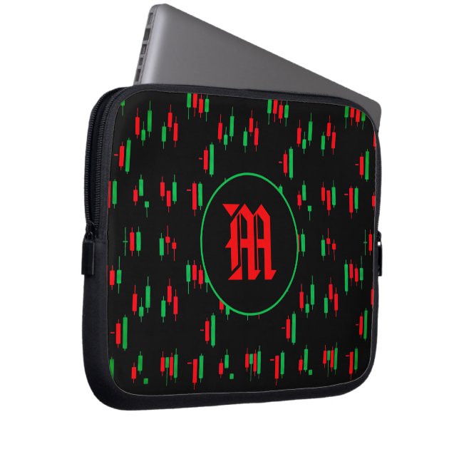 Trading Chart Pattern Streetwear Red Green Candle Laptop Sleeve (Voorkant Rechts)