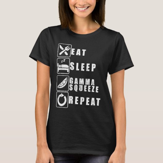 Trading Eat Sleep Gamma Squeeze Herhalen T-shirt (Voorkant)