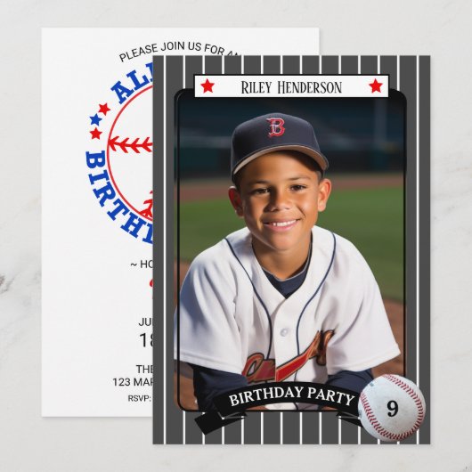 Trading Kaart Honkbal Verjaardagsfeestuitnodiging (Voorkant / Achterkant)