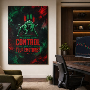 Trading Psychologie  Rood Groen Stier Controle Des Canvas Afdruk