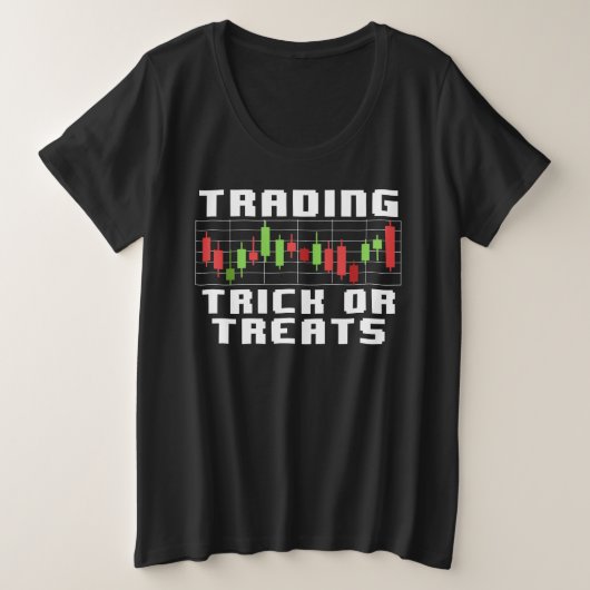 Trading Trick or Treats Funny Finance Afdeling H Grote Maat T-shirt (Design voorkant)