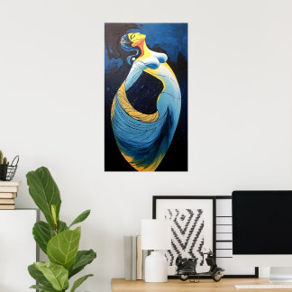 Traditie in beweging: een modern Indiaas silhouet Poster